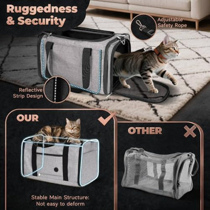 YUDODO 25lbs Cat Carrier Lightproof Soft Sided Pet Carrier for Large Cat