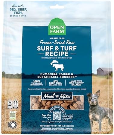 Open Farm Freeze Dried Raw Dog Food, Surf & Turf Morsels, 13.5oz Bag