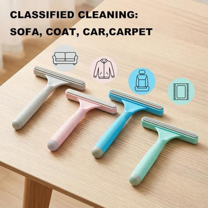 4-Pack Pet Hair Remover for Couch & Car, Double-Sided Silicone Lint Scraper Set, Color-Coded Reusable Fur Remover Tool for Furniture, Carpet, Bed, Car Seats & Mats (4 Colors)