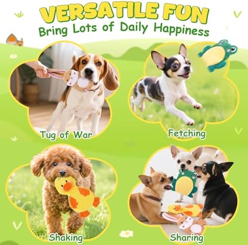 XIUGOAL Dog Toys to Keep Them Busy, 3 Pack No Stuffing Interactive Dog Toys with Crinkle, Squeaky Puppy Chew Toys for Small, Medium Breeds