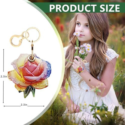 BORKUANA PU Leather Keychain Holder Protective Case Compatible with AirTag