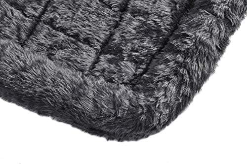MidWest Homes for Pets Dog Bed - Gray Faux Fur Bolster, Ultra-Soft and Machine Washable, Fits 24-Inch Crates and Carriers, for Small Dogs and Cats