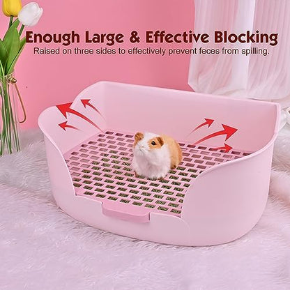 RUBYHOME Large Bunny Litter Box (15.5" x 11.1" x 6.2") Small Animal Litter Pet Toilet Potty Trainer Corner Litter Bedding Box Pet Pan for Rabbit Guinea Pig Easy to Clean (Purple)