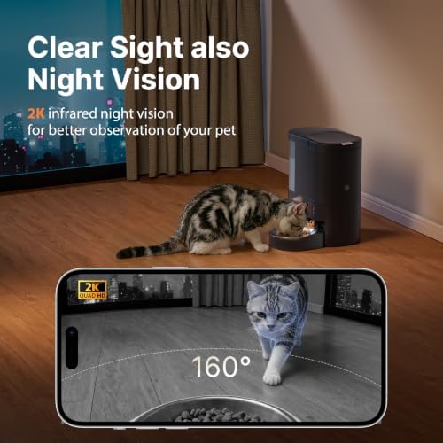 Automatic Cat Feeder with Camera, 2 in 1 Cat Food and Water Dispenser