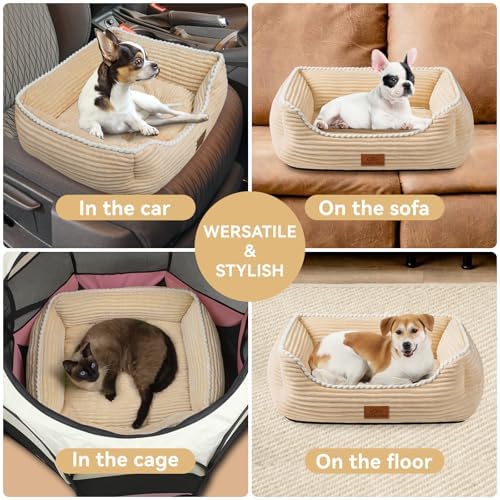Zerbuger 20in Coffee Rectangle Cat Dog Bed Machine Washable Sleeping Sofa