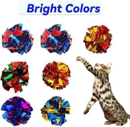 Cat Toys 20 Packs Interactive Crinkle Ball, 2.3 Inch Bright Colors Cat Ball Toys to Attract and Engage Cats, Promote a Healthy Lifestyle for All Breed Sizes Cats