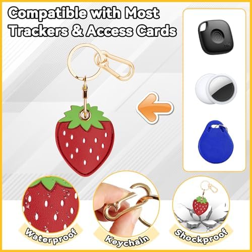 Leather Keychain Holder Case for AirTag, Cute Protective Cover for Apple Airtag KeyChain, GPS Tracker Item Finder