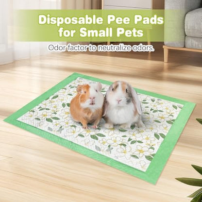 Fhiny 20 PCS Disposable Guinea Pig Pee Pads, 24'' x 36'' Super Absorbent Rabbit Cage Liner Odor Control Small Pet Cage Training Pads for Rabbit Bunny Ferret Cat Puppy and Other Small Animals