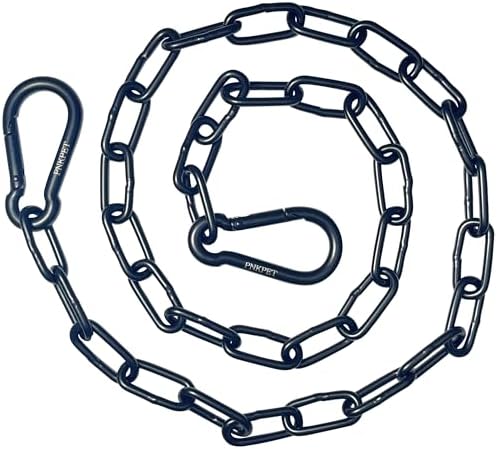 304 Stainless Steel Gate Chain 550lbs Capacity - 40" x 5/32" with M7 Carabiners, Chain Link Gate Latch for Outdoor Fence Livestock,Safety Hanging Metal Chain with 2 Carabiners, Black