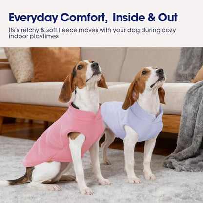 FUAMEY Dog Fleece Vest for Medium Dogs,Warm Stretchy Dog Sweatshirts Pullover with Leash Hole Dogs Sweater Soft Pet Turtleneck Cozy Pet Vest Lightweight Sleeveless Pink M