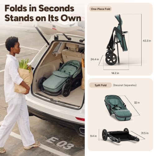 Mompush Wiz 2-in-1 Bassinet Stroller with Car Seat Adapter, Reversible Seat