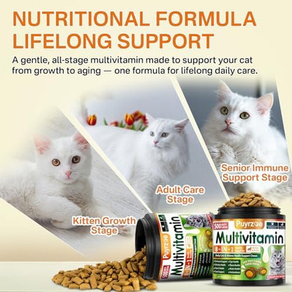 Puyrzoe Taurine for Cats, Cat Vitamins Treats, 500 Crunchy Chews