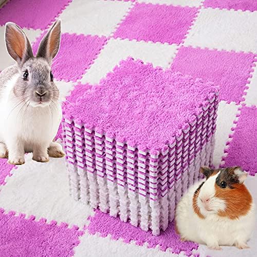 10Pcs 11” x 11” Guinea Pig Pads Washable, Reusable Guinea Pig Fleece Cage Liners, Soft Warm Rabbit Sleep Mat Blanket Bed (Purple)