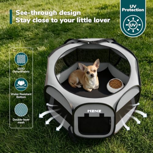 Dog Cat Small Animal Puppy Playpen Crate, Small, Whole Grey