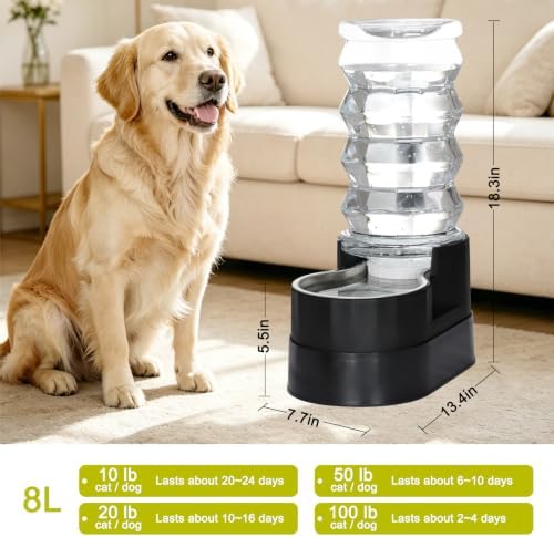 RIZZARI 8L Elevated Dog Water Dispenser: Large Dogs Senior Pets Filtered