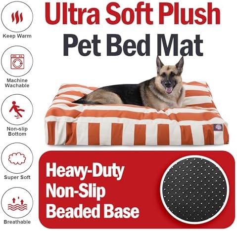 Majestic Pet Rectangle Large Dog Bed Washable – Non Slip Comfy Pet Bed – Dog crate Bed with Removable Washable Cover – Dog Kennel Bed for Sleeping - Dog Bed X-Large Breed 50x42x5 Inch – Burnt Orange