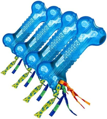 Bone Mini Dog Chew Toy & Treat Stuffer for Teething Puppies & Small Dogs up to 20 lbs, Bounces & Floats, Textured for Dental Support, Moderate Chewers, 5.5" (Pack of 4)