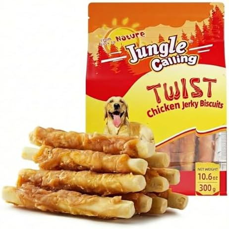 Jungle Calling Chicken Wrapped Biscuit Twists, Rawhide Free Dog Treats