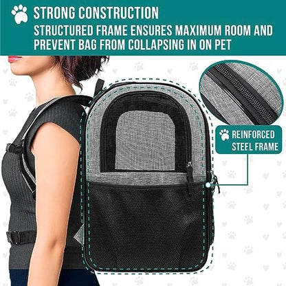 PetAmi Dog Backpack Carrier for Cats, 4-Way Entry Ventilated, 18 lbs, Gray