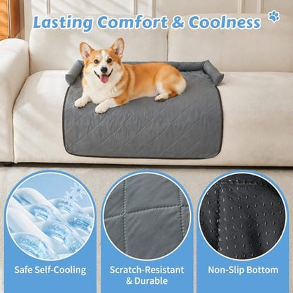 Cooling Dog Bed Mats with Neck & Head Support, 35.43 x31.5 inch Grey