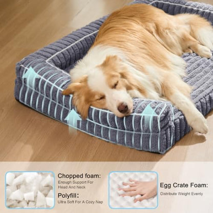 Orthopedic Large Dog Bed Furry Pet Bed, Washable Cover 42''X28''