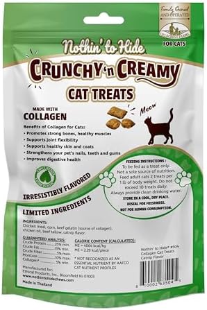 Fieldcrest Farms Collagen Cat Treats, Catnip, Crunchy & Creamy, 3 oz Pouch