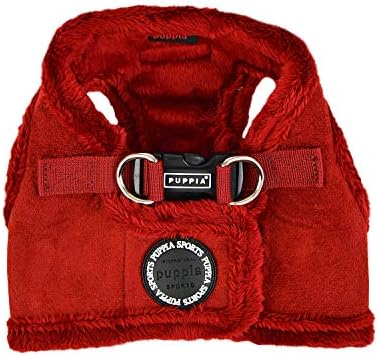 Puppia Terry Vest Dog Harness Step-in Winter Suede Warm No Choke No Pull Training Walking for Small and Medium Dog, Wine, X-Large