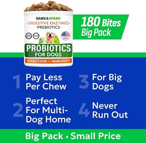 BARK&SPARK Probiotics for Dogs - Digestive Health Supplement Chews
