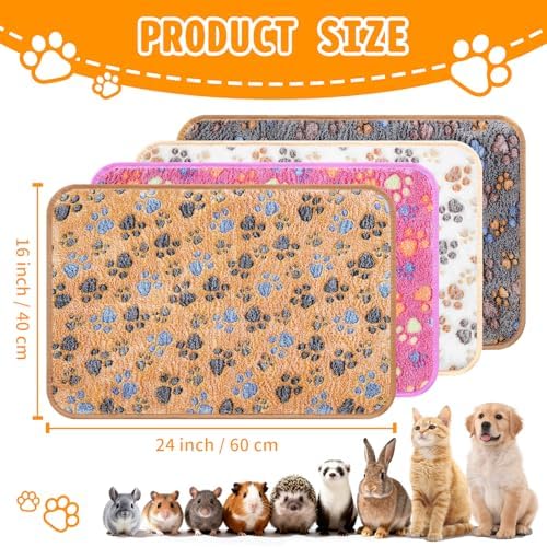 8PCS Soft Guinea Pig Bedding Blankets Washable Small Animal Fleece Cage Liners Reusable Pet Pee Pad Sleep Mat Pad Cover for Hamster Chinchilla Rabbit Hedgehog Dog Cat Essentials (16×24 Inch)