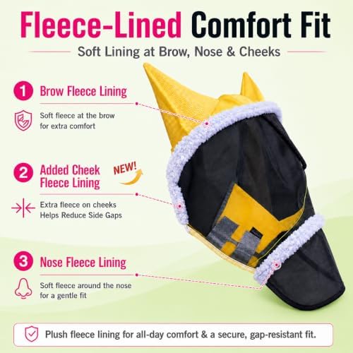 Horse Fly Mask for Horses with Ears and Nose Cover