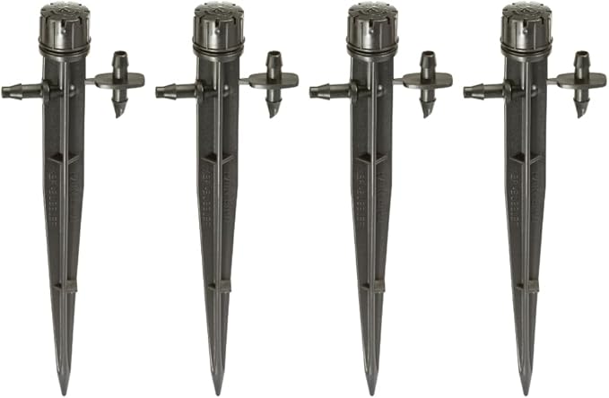 Rain Bird MBF4PKS Drip Irrigation Micro-Bubbler on Stake, 360° Full Circle Pattern, 0-3' Spray Distance, 4-Pack