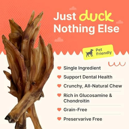 Gaines Pet Duck Feet for Dogs – 8 Count, Natural Chews with Glucosamine, Chondroitin & Collagen – Single Ingredient Dog Treats, Grain-Free, USA Made, Joint & Dental Health Support