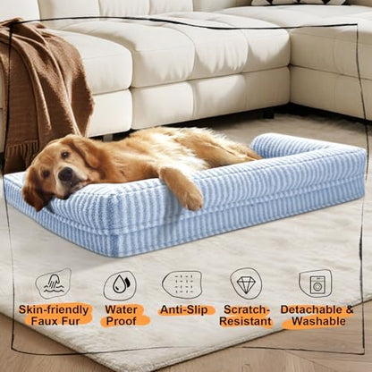 MEKIY Orthopedic Washable Dog Bed with Bolster for Medium to Large Dogs