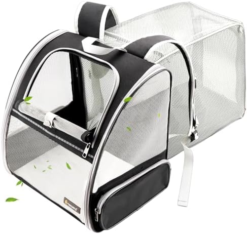 Texsens Innovative Traveler Bubble Backpack Pet Carriers for Cats and Dogs (Expandable-Black)