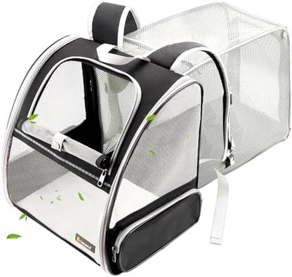Texsens Innovative Traveler Bubble Backpack Pet Carriers for Cats and Dogs (Expandable-Black)