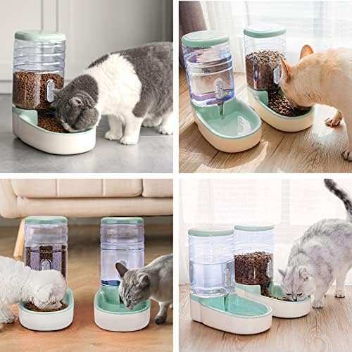 Kacoomi Automatic Dog Cat Feeder and Water Dispenser Gravity Food Feeder and Waterer Set with Pet Food Bowl for Small Medium Dog Puppy Kitten, Large Capacity 1 Gallon x 2