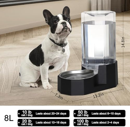 Sfozstra 8L Large Dog Water Dispenser: Gravity Pet Water Station
