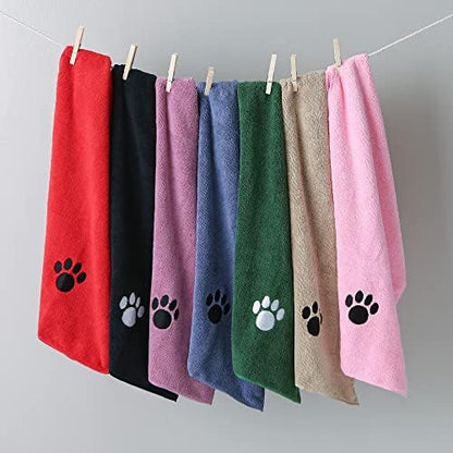 Bone Dry Pet Grooming Towel Collection Absorbent Microfiber Drying Set, 15x30", Embroidered Taupe, 3 Count