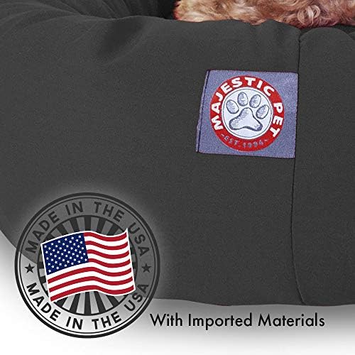 Majestic Pet 52-Inch Calming Donut Dog Bed – XL Washable Round Pet Bed with Sherpa Top – Orthopedic Spine Support for Head & Neck – Soft Poly-Cotton Fluffy Cuddler for Extra Large Dogs, 52x35x11, Gray