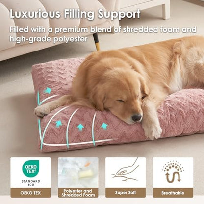 EHEYCIGA Washable Large Dog Bed for Crate, 35x23 Inch Pet Bed, Pink