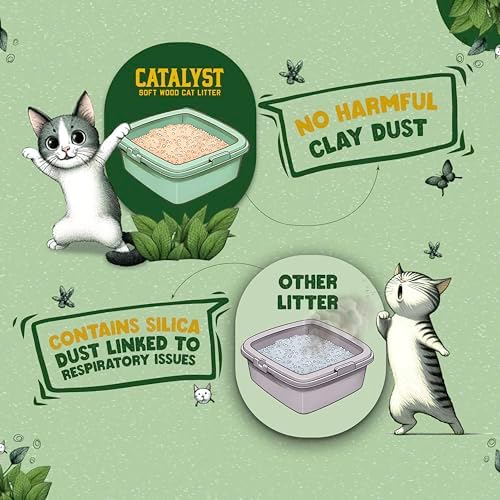 Catalyst Natural Soft Wood Cat Litter (2 Pack, 20lb Bags) - Superior Odor Control, Strong Clumping, Low Dust, and Biodegradable (20lb, Set of 2, Unscented)