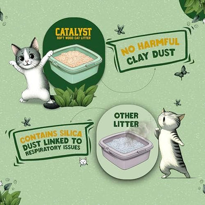 Catalyst Natural Soft Wood Cat Litter (2 Pack, 20lb Bags) - Superior Odor Control, Strong Clumping, Low Dust, and Biodegradable (20lb, Set of 2, Unscented)
