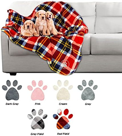 Waterproof Pet Blanket - 50x60 Reversible Plaid Throw Protects Couch, Car, Bed from Spills, Stains, or Fur - Dog and Cat Blankets by Petmaker (Red)
