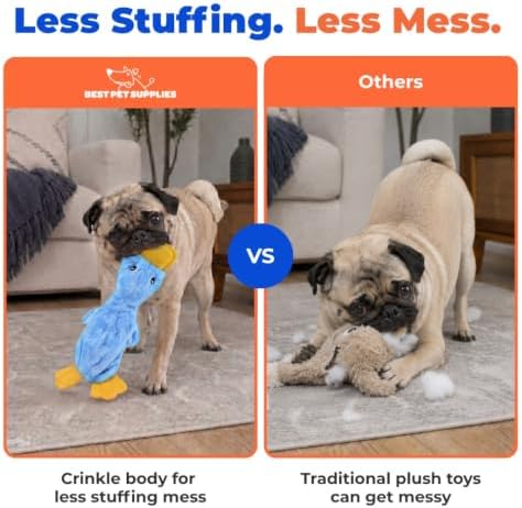 Best Pet Supplies Interactive Squeaky Dog Toy - Crinkle Duck, Blue