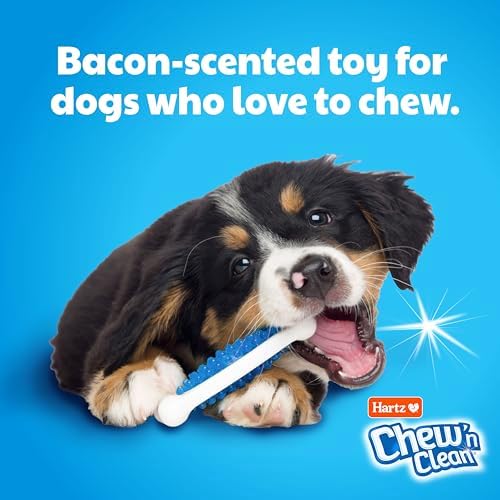 Hartz Chew 'n Clean Tuff Bone Bacon Scented Dental Dog Chew Toy - Large (Pack of 2)