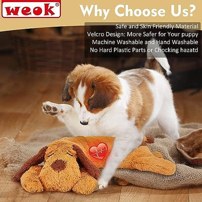 WEOK Heartbeat Puppy Toy, Comfort Cuddler Pillow, Dog Anxiety Relief Calming Aid,Heartbeat Stuffed Toy for Dogs,Puppy Heartbeat Toy Sleep Aid,Dog Heartbeat Toy for Pet