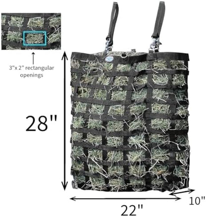 Horse Tough Super Tough Bottom Three Sided Slow Feed Hay Bag Opening 3" X 3" Size 22" X 25.5" X 9"