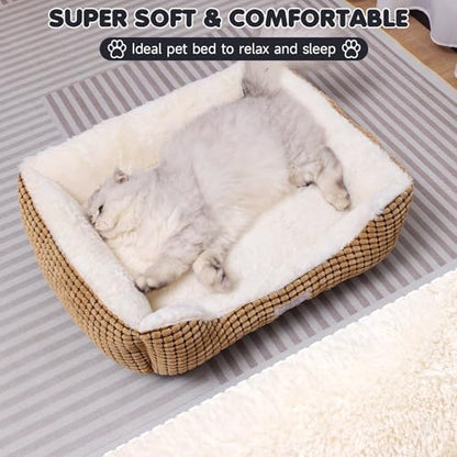 Dog Beds for Small Medium Dogs Washable, Calming Dog Bed Small Size Dog, Orthopedic Dog Bed, Warming Soft Calming Sleeping Puppy Bed Durable Pet Bed with Anti-Slip Bottom (25 inch, Coffee)