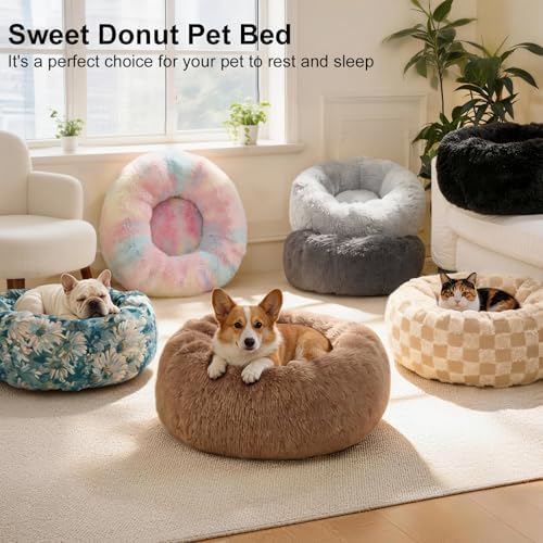 Dog Calming Beds for Large Dogs Round Donut Washable Large Sized Dog Bed