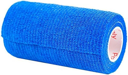 2 Pack Premium Vet Wrap - Self Adhesive Bandage Wrap & Athletic Tape - 4" x 5 Yards Elastic & Self-Sticking Cohesive Bandage for Pets, Sports, Wrists & Ankles - Blue by Prairie Horse Supply